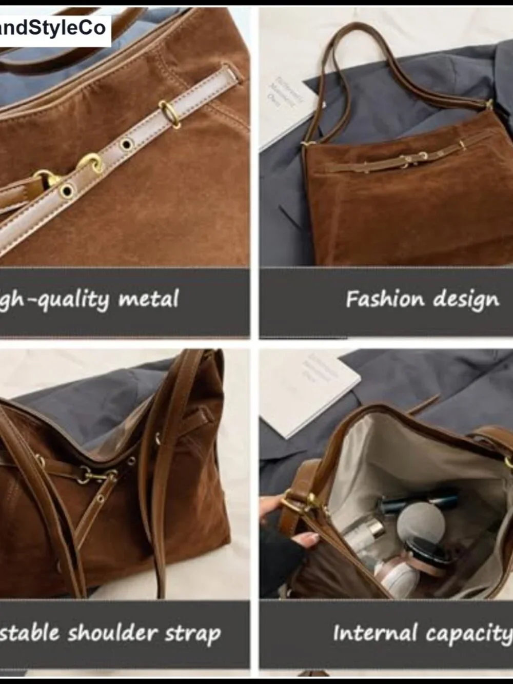 Women's Suede Hobo Bag Slouchy Handbag PU Leather Shoulder Bag